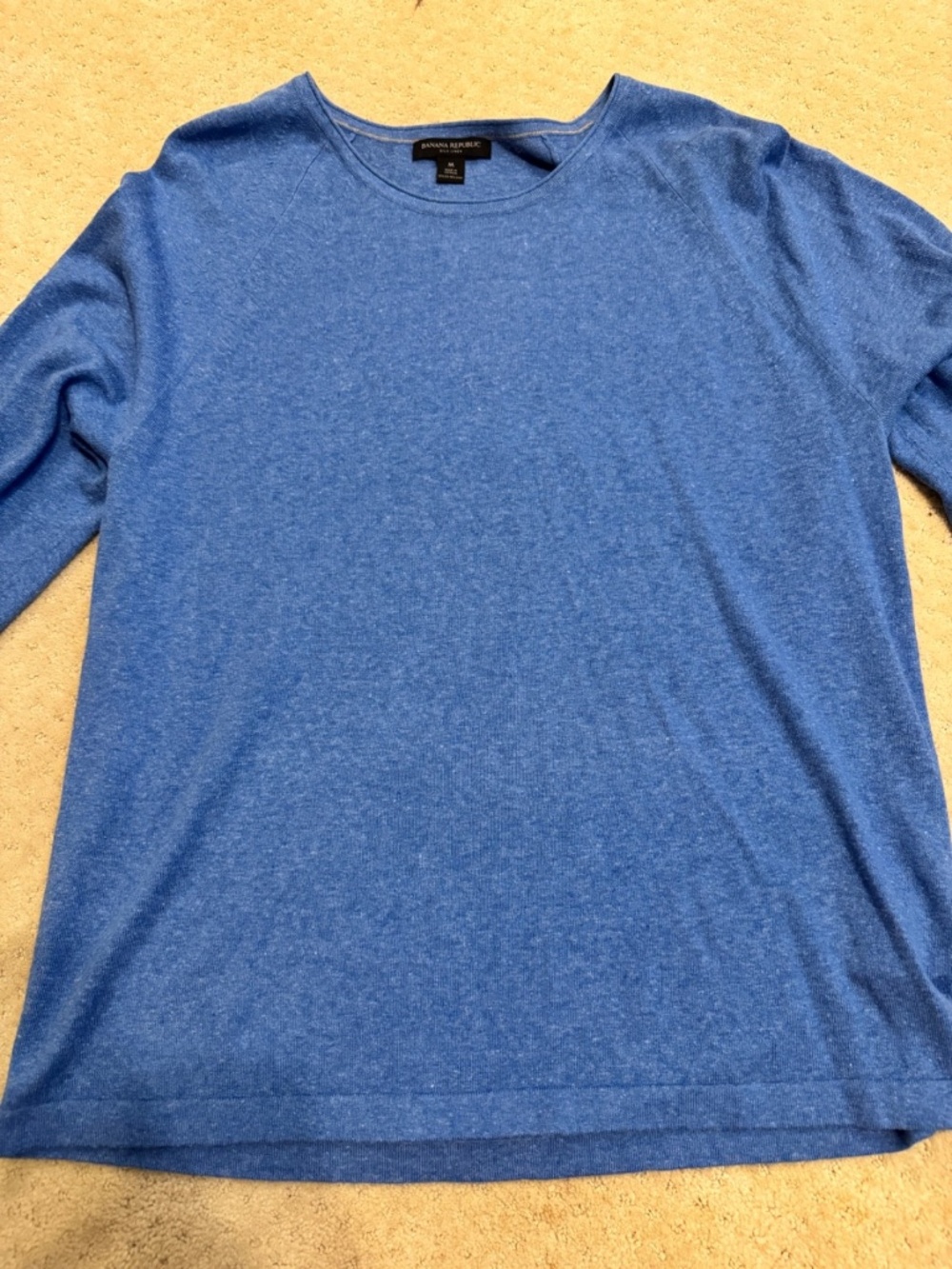 Banana Republic Silk Linen Sweater Mens Size Medium Crewneck Blue Pullover Soft